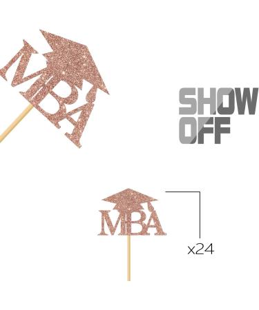 MonMon & Craft Congrats MBA Cupcake Toppers/MBA Graduation Cupcake Decor/Congrats Grad Cupcake Toppers/MAB Graduation Party Cupcake Decorations/Rose Gold Glitter 24 Pcs - Buy Online on GoSupps.com