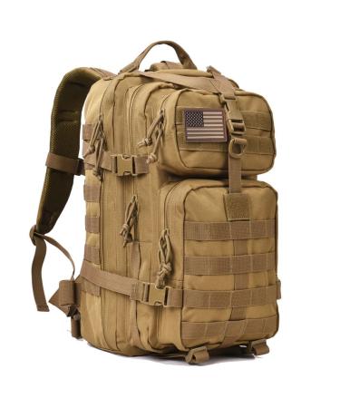 REEBOW GEAR Military Tactical Backpack 3 Day Assault Pack Army Molle Bag Backpacks Rucksack 35L Tan