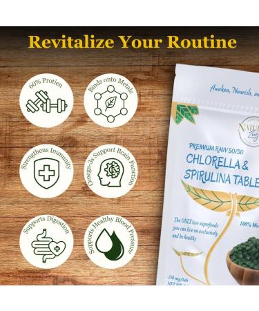 NaturalZing 100% Pure Chlorella/Spirulina Tablets | 1000 250mg Tablets | 60 Servings | 60% Protein | Vegan Protein | Omega 3s | Alkaline | Chlorophyll | Cracked Cell | Grown with Sunlight | Taiwanese - Buy Online on GoSupps.com
