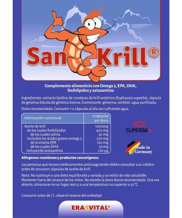 Buy SanKrill 500mg - Premium Antarctic Krill Oil Capsules with Omega 3 & Astaxanthin | 60 Count - Buy Online on GoSupps.com