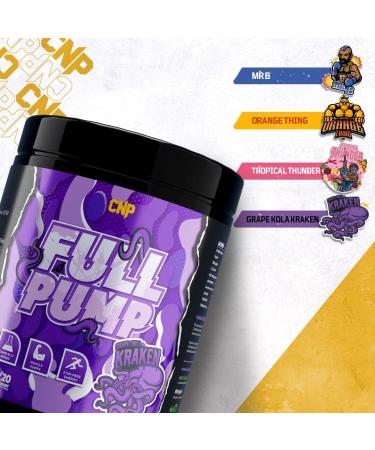 CNP Professional Full Pump Strong Stim Free Energy and Muscle Pumps Pre-Workout 20/40 Servings 300g 4 Flavours Available (Grape Kola Kraken) - Buy Online on GoSupps.com