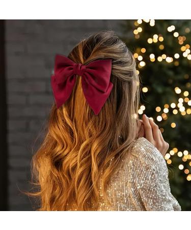 Dalababa Bow Hair Clips 2 Pcs Large Hair Bows Silky Satin Ribbon Hair Barrettes French Bowknot Hairpins Hair Accessories For Women Girls (Burgundy & Beige) Burgundy beige - Buy Online on GoSupps.com