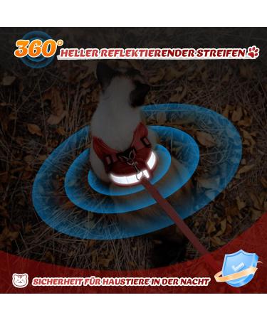 Supet Cat Dishes - Soft Cat Vest with Leash for Kittens & Small Dogs (Chihuahua) - L Size (Chest 38-43 cm) - Durable & Stylish in Red - Buy Online on GoSupps.com