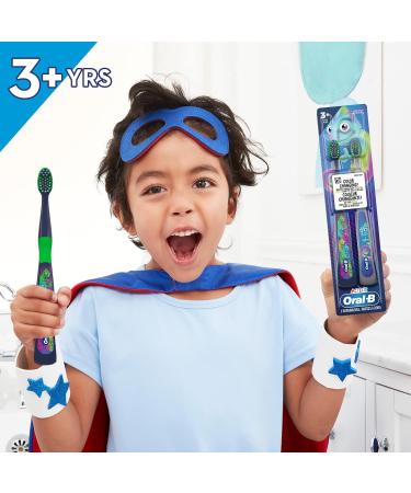 Oral-B Kid's Manual Toothbrush for Ages 3+ Extra Soft Bristles 2 Count Chameleon - Buy Online on GoSupps.com