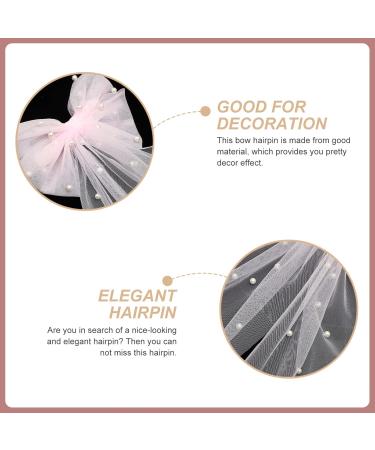 FRCOLOR Mesh Ribbon Hairpin Hair Deyer Pearl Headpiece Bridal Hair Pin Bride Hair Clip Bride Hair Accessory Hair Bows for Women Pearl Hair Accessories Wedding Girl Top Clip Pearl Pink - Buy Online on GoSupps.com