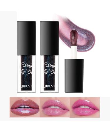 Lot de 2 huiles l vres magiques changeant de couleur gloss l vres hydratant huile lisse non collante soin des l vres fra ches pour fille (rose)
