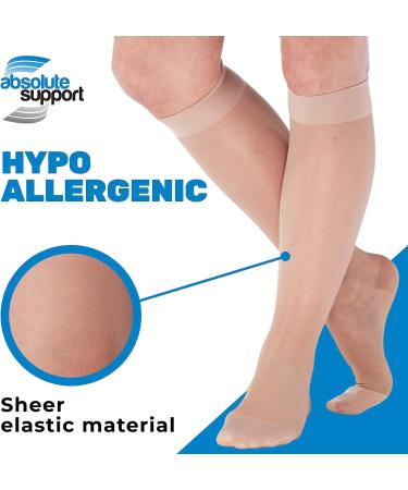 Women's Sheer Compression Socks 20-30mmHg - Large Size Nude Knee-High Support Stockings - Buy Online on GoSupps.com