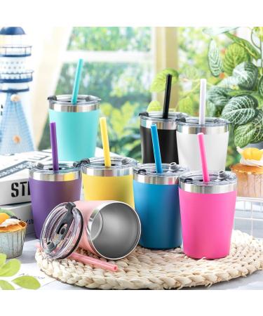 8 Pack Kids Stainless Steel Insulated Cups with Straw Lid - Spill Proof & Stackable | 8.5 Oz | for Toddlers Girls Boys - Powder Coated, Hot Drink Friendly - Buy Online on GoSupps.com