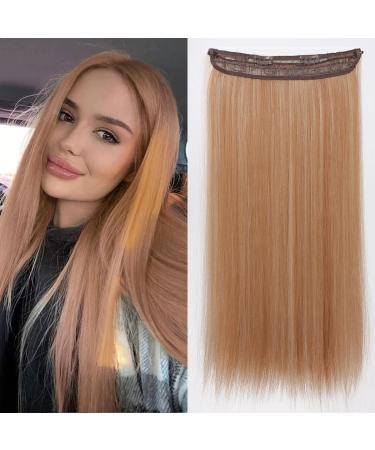 Topshe Brown Blonde Straight Secret Hairpieces with Clips in Hair Extensions for Women Daily Party Use for Christmas and Halloween