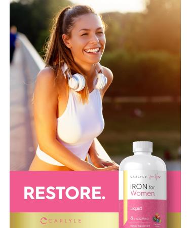 Carlyle Liquid Iron Supplement for Women | 8 fl oz Drops | Fruit Punch Flavor | Vegetarian Non-GMO Gluten Free - Buy Online on GoSupps.com