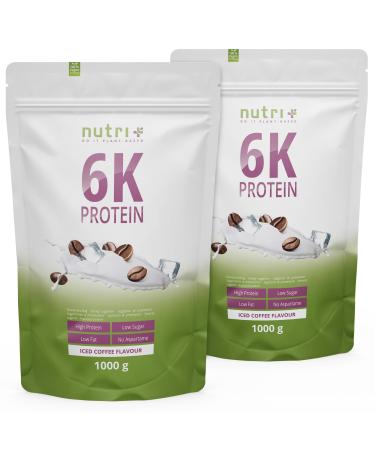 Protein powder Iced Coffee 2000g - Nutri -Plus protein with caffeine - Multi -component protein powder ice coffee 2kg - without lactose - Ideal for muscle building Iced coffee 2 kg (2 pack)