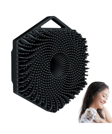 Shampoo brush-hexagon silicone scalp massager-silicone head massage and hair cleaning silicone-face scrubber for adults men children black