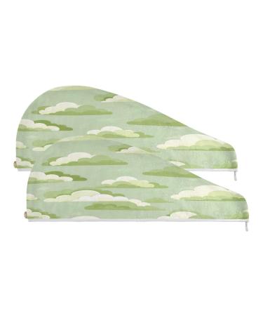 Graffiti Cloud Pattern Dry Hair Cap 2 Piece Quick Drying Towel Set with Button Headband Super Absorbent Soft & Comfortable