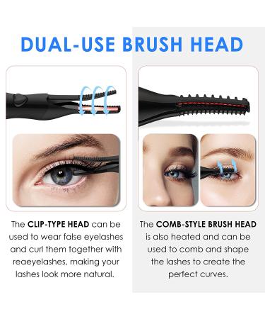 Heated Eyelash Curler with Comb | 3 Temperature Modes | USB Rechargeable | Fast & Long-Lasting Curling | Black - Buy Online on GoSupps.com