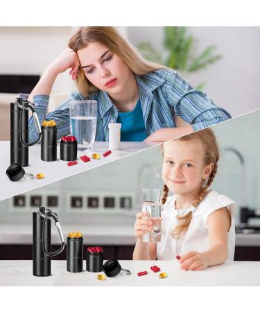 Portable Wallet Pill Organiser | Waterproof Metal Pill Box with Key Ring | 3 Compartment Travel Friendly - Black - Buy Online on GoSupps.com