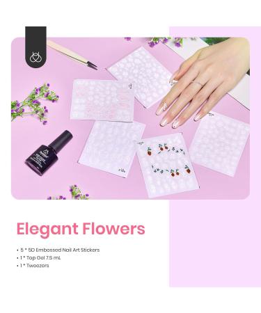 Buy Beetles 5D Nail Art Stickers & Gel Top Coat - Elegant Flower Designs for Gorgeous Manicures | International Shipping - Buy Online on GoSupps.com