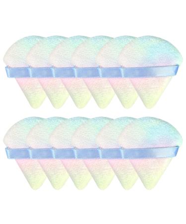 12 Pcs Powder Puff Triangle Powder Puff Soft Makeup Powder Puffs Reusable Powder Puff Triangle Dry Wet Velour Puff for Daily Makeup Foundation Loose Powder Cream Blush (Multicolor)