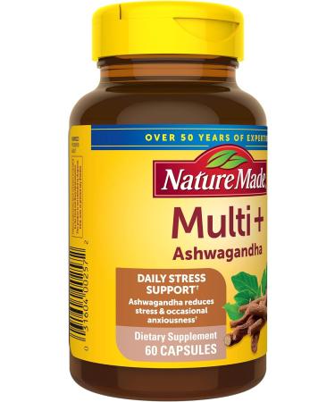 Nature Made Multi + Ashwagandha Daily Stress Relief Support Multivitamin - 60 Capsules - Buy Online on GoSupps.com