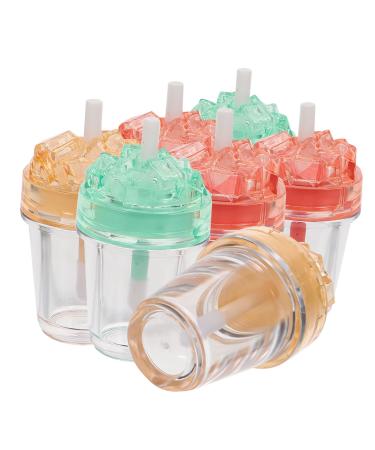ULTECHNOVO Empty Lip Balm Tubes Lip Balm Making Kit 7pcs Milk Tea Bottle Lip Glaze Tube Plastic Cosmetic Ice Cubes Empty Lip Gloss Tubes Lip Gloss Starter Kit 6x3CM Random Color