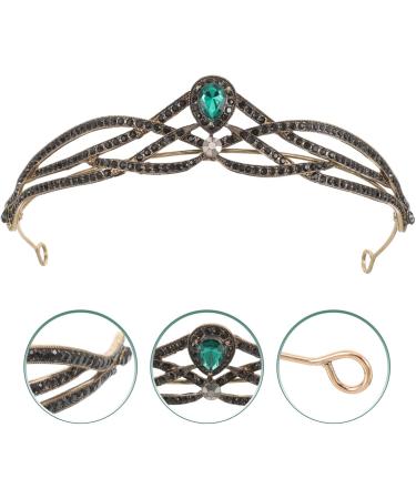 FRCOLOR Baroque Queen Crown Vintage Princess Hair Crown Vintage Crystal Crown Vintage Tiaras with Gemstones for Halloween Party Green - Buy Online on GoSupps.com