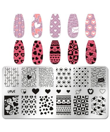 WOKOTO 6Pcs Heart Nail Stamping Plates - Nail Art Stamps Kit for Women and Girls - Buy Online on GoSupps.com