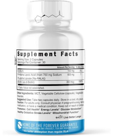 Buy Nutri R Alpha Lipoic Acid 600mg Capsules | R-ALA with Biotin | Powerful Antioxidant & Energy Boost | 60 Vegan Capsules - International Shipping Available - Buy Online on GoSupps.com