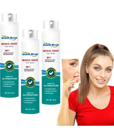South Moon Medical Grade Scar Spray Southmoon Advanced Scar Spray for Acne Scars Scald Scar and Stretch Marks Weakening Smoothing and Skin Repairing Liquid Scar Remove for All Types of Scars (3PC)