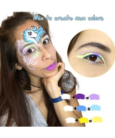 Bowitzki Face Paint Kit - 12 Vibrant Colors 2 Glitter 40 Stencils Hypoallergenic & Non-Toxic for Kids - Perfect for Halloween & Professional Use - Buy Online on GoSupps.com