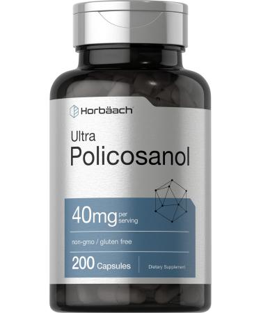 Horb ach Policosanol 40mg | 200 Capsules | Non-GMO and Gluten Free Supplement