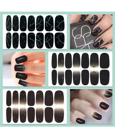 Buy WOKOTO 12 Sheets Black Nail Polish Stickers - 168 Pieces Full Nail Wraps Gel Nail Strips for Women Black Gradient Marble Design Easy Stick-On Nail Art - Buy Online on GoSupps.com