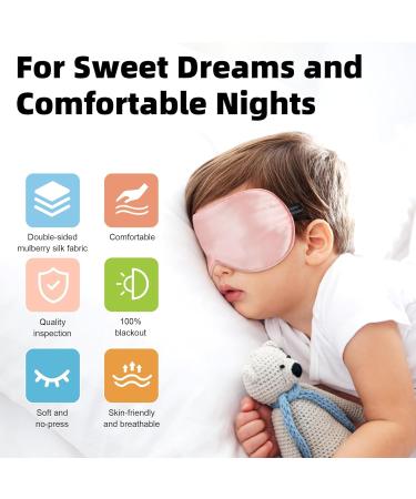 Silk Sleep Eye Mask for Kids - 100% Pure Silk Sleeping Masks (2 Pack) - Adjustable Soft Night Eye Cover for Boys & Girls in Pink & Purple - Buy Online on GoSupps.com