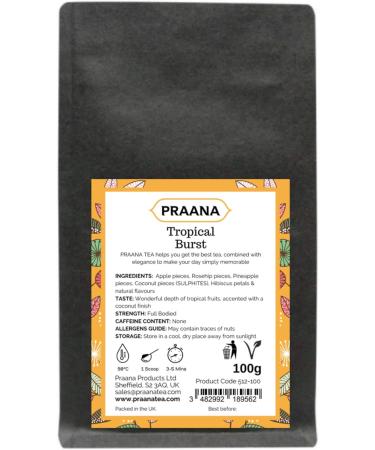 PRAANA TEA Tropical Burst Fruit Tea 100 g - Buy Online on GoSupps.com