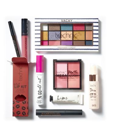 Technic 8Pc Full Face Make Up Gift Set - 8 Full Size Products for Eyes Face & Lips - Value Set Perfect for Make Up Lovers - Vegan and Cruelty Free