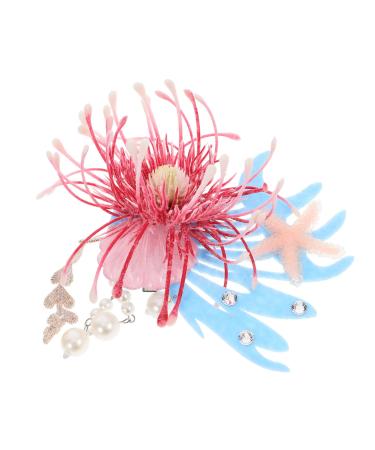 Beatifufu Flower Hairpin Ocean Hair Styling Clip Beach Starfish Hairpin Tropical Hair Barrettes Seashell Hair Clip Mermaid Hair Clips for Tropical Flower Hair Clip Fabric