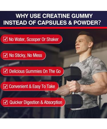 Buy Creatine Monohydrate Gummies - 5g Chewable Supplement for Strength Growth & Energy | Taurine & B6 | Low Sugar Organic | 2 Pack 60 Count - Buy Online on GoSupps.com