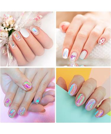 HINZIC 16 Sheets Aurora Nail Foil Stickers - Holographic Iridescent Nail Decals for DIY Nail Art - Women Girls - Buy Online on GoSupps.com