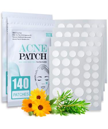 Acne Patch Pimple Patch, 4 Sizes 280 Patches Acne Absorbing Cover Patch, Hydrocolloid Invisible Acne Patches For Face Zit Patch Acne Dots Tea Tree, Calendula Oil - 2 Pack 140 Count (Pack of 2)