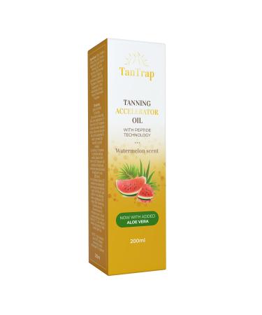 Peptide Tanning Accelerator Oil (200ml) - Enhanced with Melanin Activating Peptides and Aloe Vera Intensive Tanning Oil For Outdoor And Tanning Bed Use Watermelon Scent From Tantrap - Buy Online on GoSupps.com