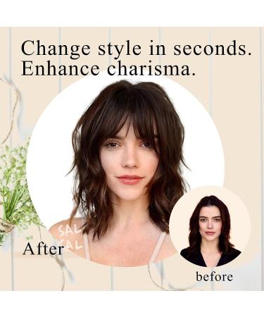 Clip in Bangs 100% Real Human Hair Wispy Fringe Hairpieces for Women - Dark Brown - Buy Online on GoSupps.com