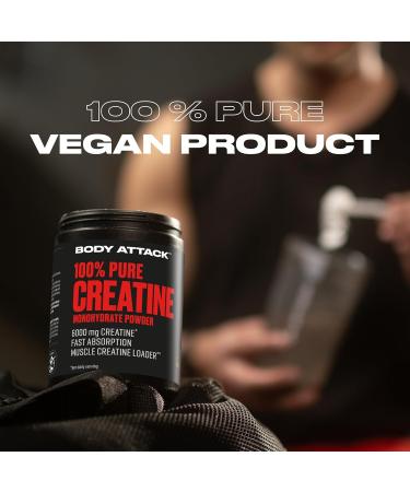 Body Attack Creatine Monohydrate 300g - Pure Vegan Powder - Optimal Solubility - Made in Germany - Cologne List Certified - Buy Online on GoSupps.com