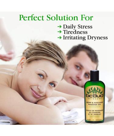 Hemp Massage Oil - All Natural & Unscented for Sensitive Skin - Relaxing, Sensual & Healing Formula - Non Greasy Stress Relief - Fragrance Free, Hypoallergenic with Grapeseed, Jojoba & Avocado Oil - 120ml/4 fl oz - Buy Online on GoSupps.com
