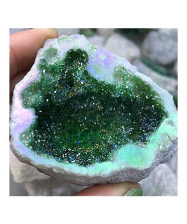 JUKUCKV Spiritual Support Natural Green Crystal Agate Cave Plated Specimen 200-250g