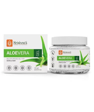 Krishna's Aloe Vera Gel 250g | Pure Non-Sticky Soothing Gel for Skin Body & Hair | Enriched with Vitamin C & E for Dark Spots & Acne - Buy Online on GoSupps.com