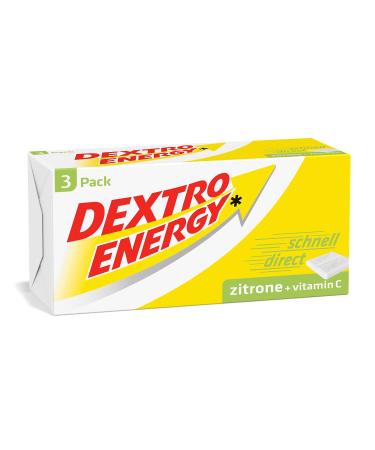 Dextro Energy cubes - fruity delicious glucose with vitamin C suitable for everyday life and sports - lemon (vitamin C) - 3 x 8 tablets (3 -pack)