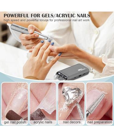 Kredioo 350000RPM Rechargeable Nail Drill for Acrylic Gel Nails - Salon Quality Electric File for Manicure Shaping - Grey - Buy Online on GoSupps.com