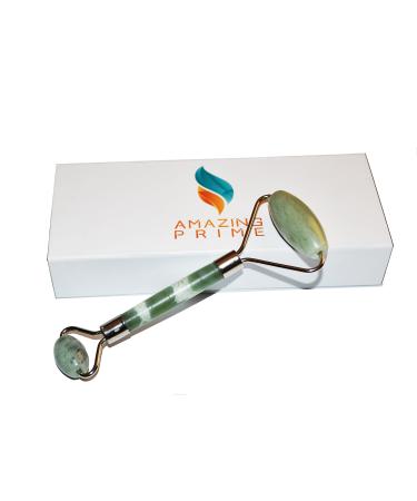 Jade Roller for Face | 100% Real Jade | Natural Jade Facial Massager Set for Woman and Man | Best Anti-Aging and Double Neck Slimming Therapy Nephrite Roller | Double Sided | Gift Box |Amazing Prime