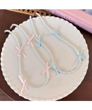 OralGos Elegant Bowknot Pearl Choker Necklace - Fashion Clavicle Chain Jewelry in Rose - International Shipping Available - Buy Online on GoSupps.com