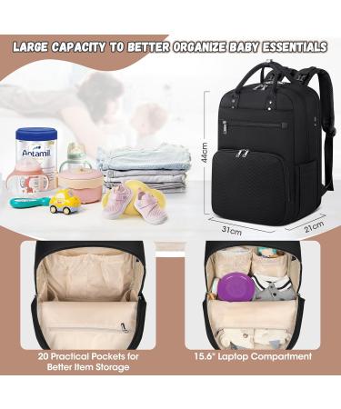 Rainsmore Wrap Backpack Diaper Bag - Multi-Functional Baby Bag with Changing Pad - Stylish Black for Moms & Dads - Buy Online on GoSupps.com