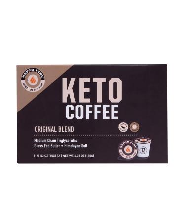 Rapidfire Caramel Macchiato Ketogenic High Performance Keto Coffee Pods, Supports Energy & Metabolism, Weight Loss Diet, Single Serve K Cup, Brown, 12 Count Keto Original 12 Count (Pack of 1)