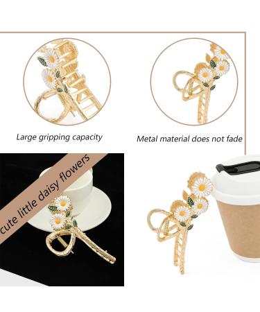 Daisy Hair Claw Clip for Thick Hair - Non-Slip Grip, Durable Metal - Gold Barrette for Women - Buy Online on GoSupps.com